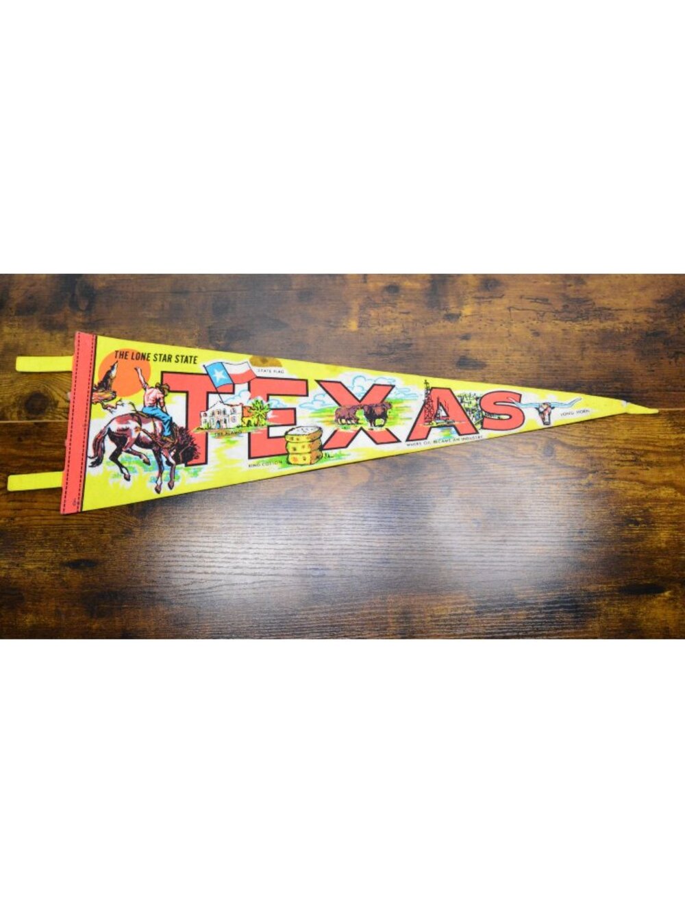 Vintage Texas State pennant 25 inches Damaged